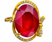 Kryształy Przepiękny Pierścionek Royal Red Gold Złote Srebro 700838
