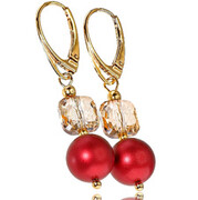 Oryginalne Kryształy Perły Rouge Fantasy Wyjątkowe Kolczyki Złote Srebro Certyfikat 703617