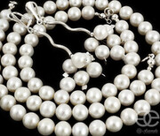 Prawdziwe Piękne Perły Komplet Certyfikat Srebro 4679478196