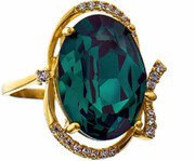 Kryształy Przepiękny Pierścionek Emerald Złote Srebro 700802