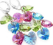 Kryształy Długie Kolczyki Srebro Serce Certyfikat 2287072861