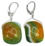 Naturalny Agat Wyjątkowe Kolczyki Srebro 702917