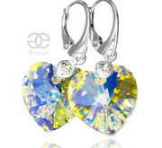 Kryształy Duże Serca Kolczyki Aurora Srebro 700374