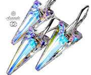 Nowe Kryształy Kolczyki Wisiorek Spike Aurora Jean Paul Gaultier Srebro 700670