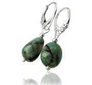 Szmaragd Naturalne Piękne Kolczyki Srebro 702095