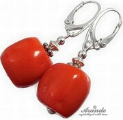 Naturalny Koral Piękne Kolczyki Srebro 3908723002