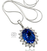 Kryształy Piękny Naszyjnik Royal Blue Srebro 700402