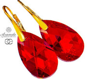 Nowe! Kryształy Czerwone Kolczyki Złote Srebro Certyfikat 700267
