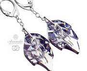 Kryształy Ozdobne Długie Kolczyki Comet Leaf Srebro 700643