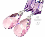Kryształy Piękne Długie Kolczyki Fioletowe Srebro 700775