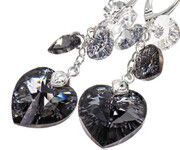 Kryształy Piękne Długie Kolczyki Serca Srebro 702214