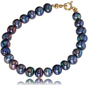 Naturalne Perły Pawie Piękna Bransoletka Złote Srebro 703331