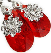 Kryształy Czerwone Kolczyki Light Siam Flower 3940818136