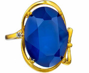 Kryształy Przepiękny Pierścionek Royal Blue Gold Złote Srebro 700837