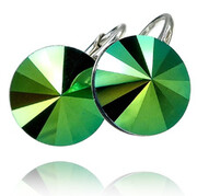 Kryształy Piękne Kolczyki Scarabeus Green Paris Srebro 702678