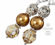 Kryształy Piękne Kolczyki Crystal Golden Srebro 700792