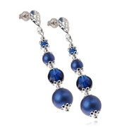 Oryginalne Kryształy Perły Dark Blue Sapphire Wyjątkowe Kolczyki Srebro Certyfikat 703745