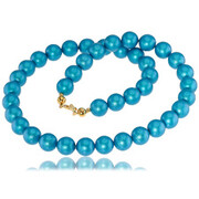 Oryginalne Kryształy Perły Dark Turquoise Piękny Naszyjnik Złote Srebro Certyfikat 703624