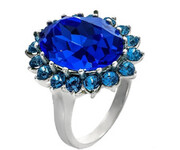 Kryształy Przepiękny Pierścionek Royal Blue Srebro 700591