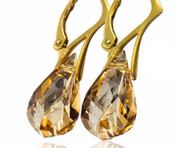 Nowość Kryształy Kolczyki Golden Złote Srebro Certyfikat 700762