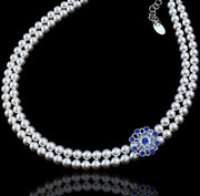 Piękny Naszyjnik Kryształy Perły Kolor Flow Srebro 5554502460