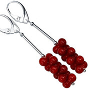 Naturalny Koral Czerwony Piękne Kolczyki Srebro 702586