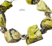 Turkus Żółty Surowy Wyjątkowa Bransoletka Srebro 4377057759