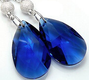 Kryształy Piękne Srebrne Kolczyki Sapphire Diamond 1575096546