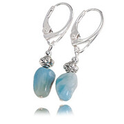 Naturalny Larimar Piękne Kolczyki Srebro 703568