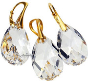 Komplet+Łańcuszek Kryształy Crystal Złote Srebro 700154
