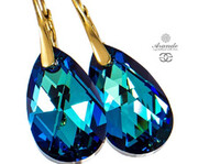 Kryształy Kolczyki Bermuda Blue Złote Srebro 701104