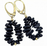 Naturalny Czarny Turmalin Piękne Kolczyki Złote Srebro 703353