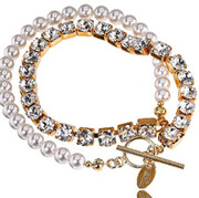 Oryginalne Kryształy Perły Wyjątkowy Naszyjnik Golden Pearl Złote Srebro Certyfikat 703609