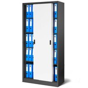 Biurowa szafa metalowa z drzwiami przesuwnymi KUBA 900 x 1850 x 400 mm antracytowo-biała