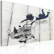 Obraz - Upadająca kobieta z wózkiem na zakupy (Banksy) Artgeist