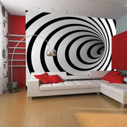 Fototapeta - Czarno-biały tunel 3D Artgeist