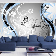 Fototapeta - Kwietne esy-floresy (niebieski) Artgeist