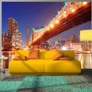 Fototapeta - Fiery Brooklyn Bridge Artgeist