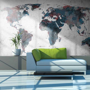 Fototapeta - World map on the wall Artgeist