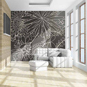 Fototapeta - Czarno biały motyw kwiatowy Artgeist
