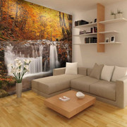 Fototapeta - Autumn landscape : waterfall in forest Artgeist