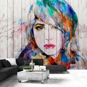 Fototapeta - Portret na drewnie Artgeist