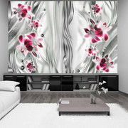Fototapeta - Różowe orchidee w platynie Artgeist