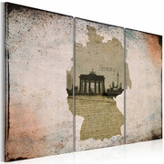 Obraz - map: Germany, Brandenburg Gate - triptych Artgeist