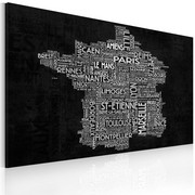 Obraz - Text map of France on the black background Artgeist