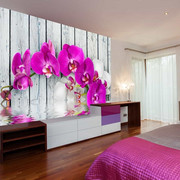 Fototapeta - Violet orchids with water reflexion Artgeist