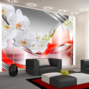 Fototapeta - Pomarańczowa fala orchidei Artgeist