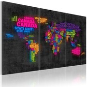 Obraz - Mapa świata - nazwy państw w języku włoskim - tryptyk Artgeist