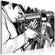 Obraz - Koncert jazzowy na tle nowojorskich wieżowców Artgeist