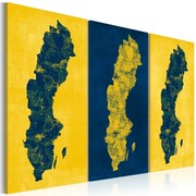 Obraz - Malowana mapa Szwecji - tryptyk Artgeist